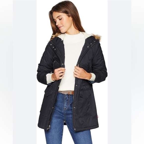 LEVI Women’s Performance Midlength Parka Size Small - Picture 1 of 7